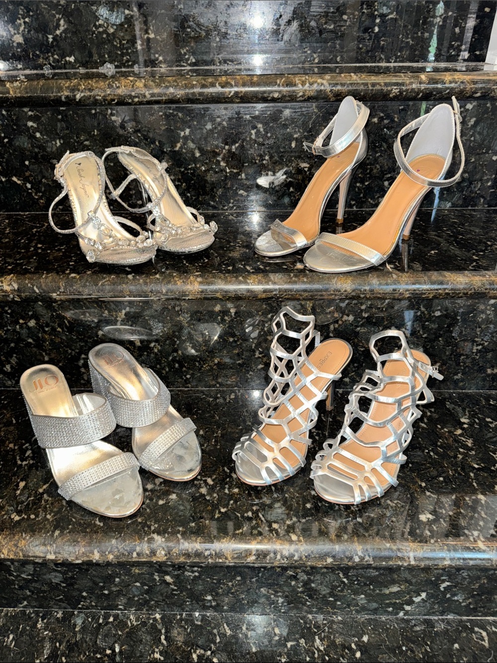 Rhinestone silver heels bundle